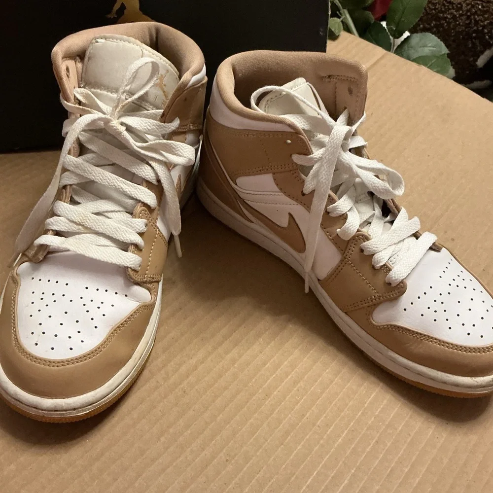 Nike Air Jordan Mid Sneakers - White and Brown - Picture 4 of 9